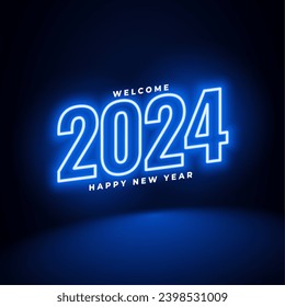 neon style glowing 2024 new year eve holiday background vector
