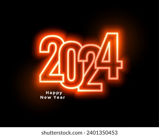 neon style glowing 2024 new year festive holiday background vector