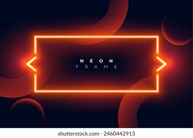 neon style glowing orange lines frame background with empty space vector