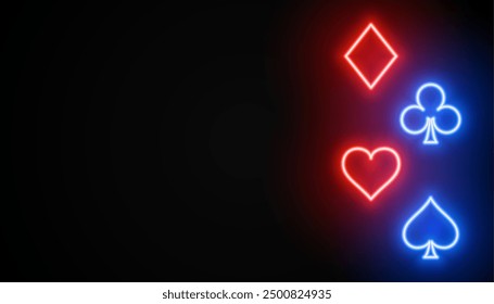 neon style glowing poker ace card dark banner with text space vector
