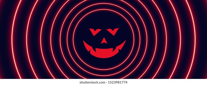 neon style halloween banner with ghost face