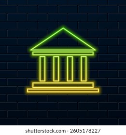 neon style. Historical Bank Government Building Vector Illustration.