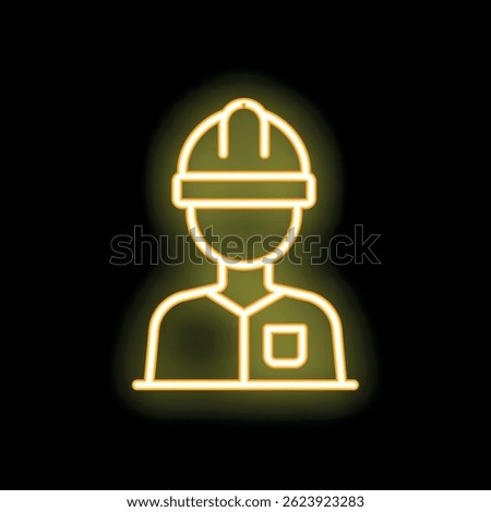 Neon style icon of a construction worker wearing a hard hat