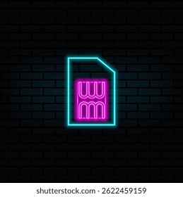 neon style. icon Sim card with cell phone line icon. neon style.mobile slot emv chip symbol. sign and symbol vector illustration design.mobile slot.