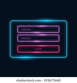 neon style login ui form design with shiny effect