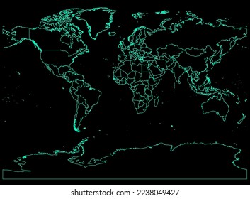 Neon Style Luminous World Map for Gaming