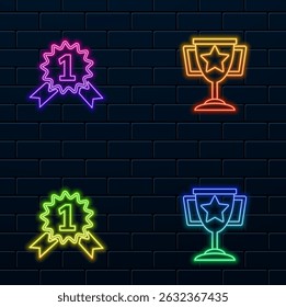 neon style. Medal. Simple sketch style for app and network design element. winner, prize, champion, contest, Won concept.