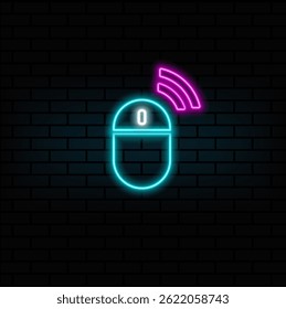 neon style.PC mouse icon Line Ui style icon design PC mouse icon pictogram illustration. web design, apps, software.
