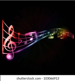 Neon Style Music Notes