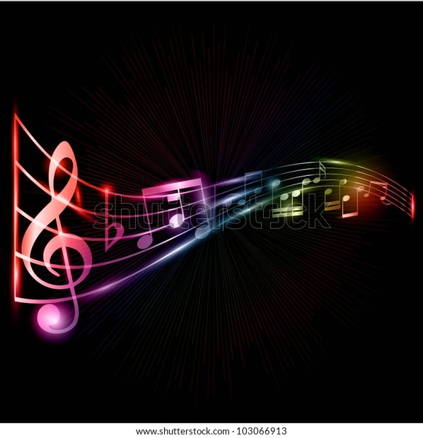 Neon Style Music Notes Stock Vector (Royalty Free) 103066913