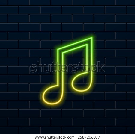 neon style. Music notes icon set. Musical key symbols. Music notes symbol vector illustration.