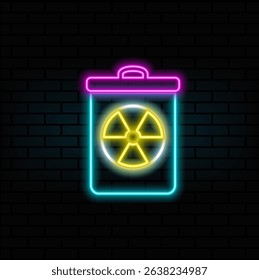 neon style. nuclear waste drum icon symbol design. neon.toxic waste vector icon design. radioactive waste..