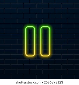 neon style. Pause icon 3d, for Internet icon and application icon.