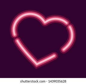 Neon style, pink, glowing heart shape.