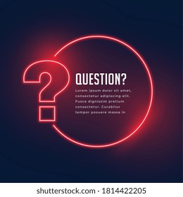 neon style question mark template for help and support