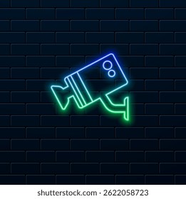 neon style. Surveilance camera flat icon, security and cctv. Surveilance camera icon, security and cctv flat, vector graphics