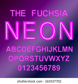 Neon Style vector font alphabet abc bright background