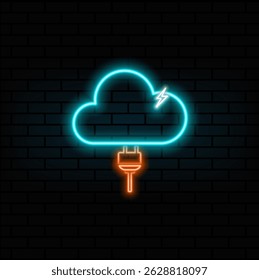 neon style.cloud computing icon on different electronic devices. cloud computing sign symbol icon.