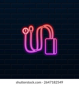 neon style.flat sphygmomanometer. neon style. can be used for web application digital product presentation.