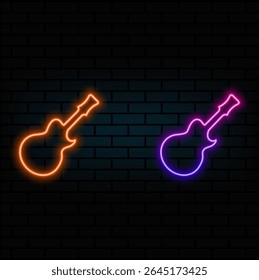 neon style.guitar logo template vector icon.Electric guitar icon.