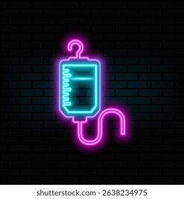 neon style.Infusion icon logo vector design template. neon style. Infusion medicine icon vector