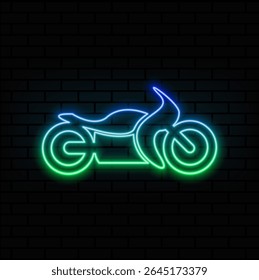 neon style.Motorcycle vector icon. neon. Motorcycle icon set.