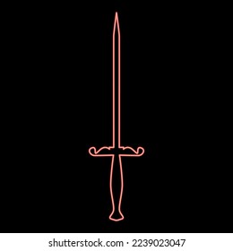 Neon stylet knife Stiletto red color vector illustration image flat style light