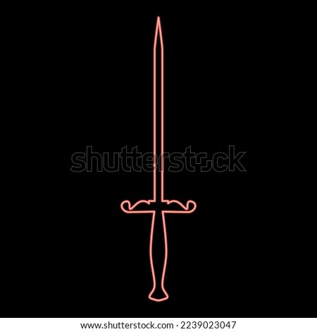 Neon stylet knife Stiletto red color vector illustration image flat style light