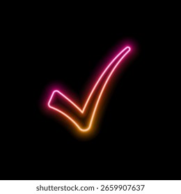 neon style.verifiziertes oder gültiges Stempel-Vektorsymbol im Linienstil-Design für Website-Design, App, UI. Bearbeitbarer Strich. Validierungskonzept. EPS 10 Vektorgrafik.