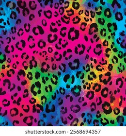 Neon Stylish Leopard Trendy Seamless Pattern Suitable for printing on surface Womanswear, Top, Bottom, Animal Skin, Furry, Abstract, Neon Pink, Neon Green, Yellow, Jungle Wild Life All over Print 