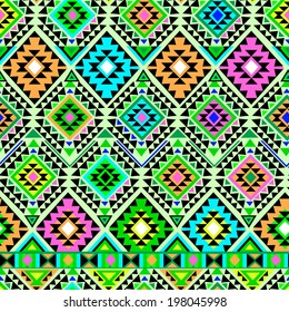 Neon summer Aztec print ~ seamless vector background