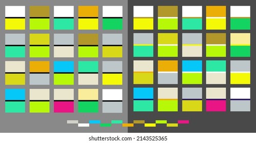 Neon summer colour swatches palette big set vector illustration. Manufacturing, interior, fabrics, clothing design and any ideas scheme palettes. Bright colorful neon advertising paper poster blanks.