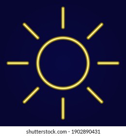 Neon sun on dark blue background 