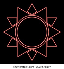 Luz de estilo plano de la ilustración del vector de color rojo neón