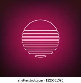 Neon sun vector. 80 s retro