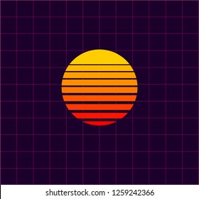 Neon Sun Vector. 80 S Retro