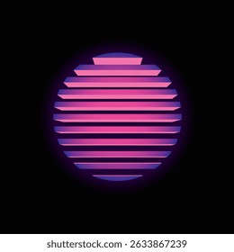 Neon sunset in 80's style. Original vector illustration in retro style. T-shirt design. Hand drawn, not AI