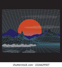 neon sunset retro futurism wallpaper Retro Landscapes