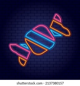 Neon sweet candy. Vector sign of the department of sweets, confectionery