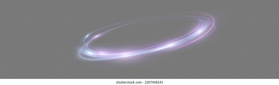 Giro de neón. Efecto de luz de línea azul de curva. Fondo del anillo abstracto con fondo giratorio brillante. Túnel de flujo de energía. Portal azul, plataforma. Vector de círculo mágico. Espiral luminosa. cuadro redondo con l