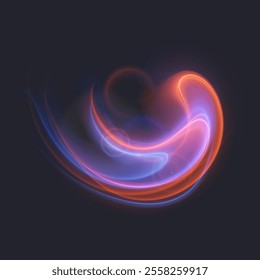 Neon swirl. Curve blue line light effect. Abstract glowing swirling background. Energy Blue portal or Magic circle, vector illustration