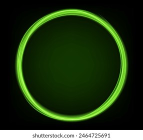 Neon swirl. Curve line light effect. Glow circles with sparkles, magic light effect. Magic circle vector. Light round frame. Rounded neon line with light effect. Energy flow tunnel.