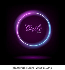 Neon swirl. Curve line light effect. Glow circles with sparkles, magic light effect. Magic circle vector. Light round frame. Rounded neon line with light effect. Energy flow tunnel.