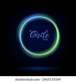 Neon swirl. Curve line light effect. Glow circles with sparkles, magic light effect. Magic circle vector. Light round frame. Rounded neon line with light effect. Energy flow tunnel.