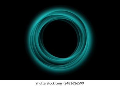 Neonwirbel. Lichteffekt der gekrümmten blauen Linie. Blaues Portal oder Energietunnel. Glühender wirbelnder Hintergrund. Leuchtendes magisches Portal. Vektorgrafik Zusammenfassung