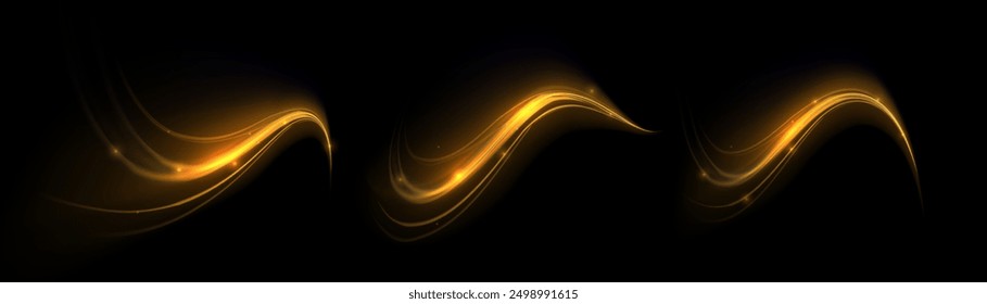 Neon swirl yellow. Curve blue line light effect. Abstract ring background with glowing swirling background. Energy flow tunnel. Blue portal, platform. Magic circle vector. Luminous spiral.