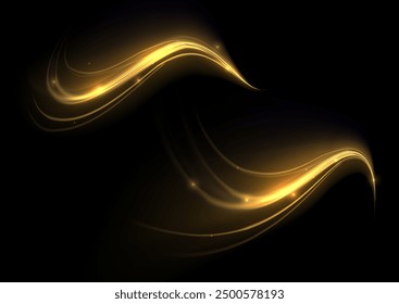 Remolino de neón amarillo. Efecto de luz de línea azul curva. Fondo de anillo Abstractas con fondo de remolino brillante. Túnel de flujo de energía. Portal azul, plataforma. Vector de círculo mágico. Espiral luminosa.