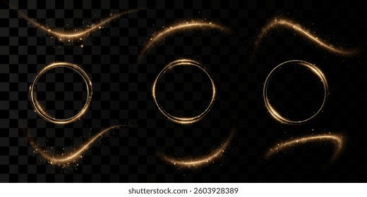Neon swirl yellow. Golden line curve light effect. Abstract ring background with glowing swirling background. Energy flow tunnel. Glowing spiral.