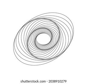 Neon swirling symbol. Illusion effect spiral background. Tunnel abstract. Design with neon, stroke, lines and flow. 3D tunnel grid.
