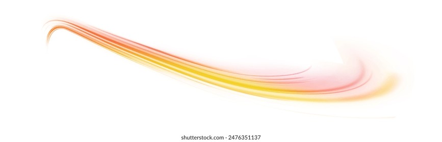 Neon swirls on a white background PNG. Acceleration speed motion on night road. Magic moving fast speed police lines.	
